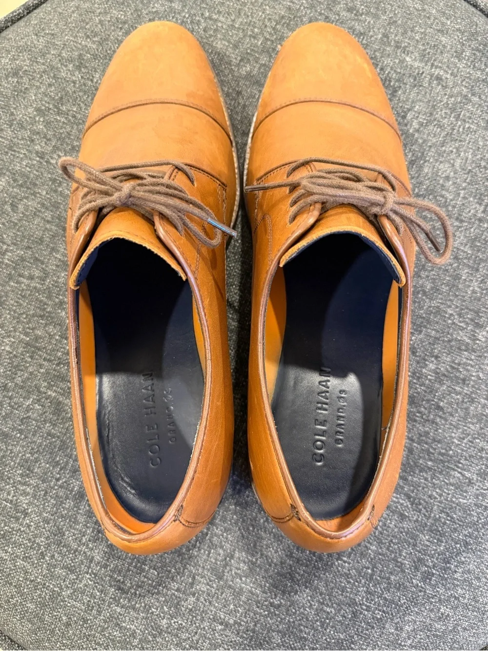 Cole Haan Men's Tan Cap-Toe Derby Leather Shoes